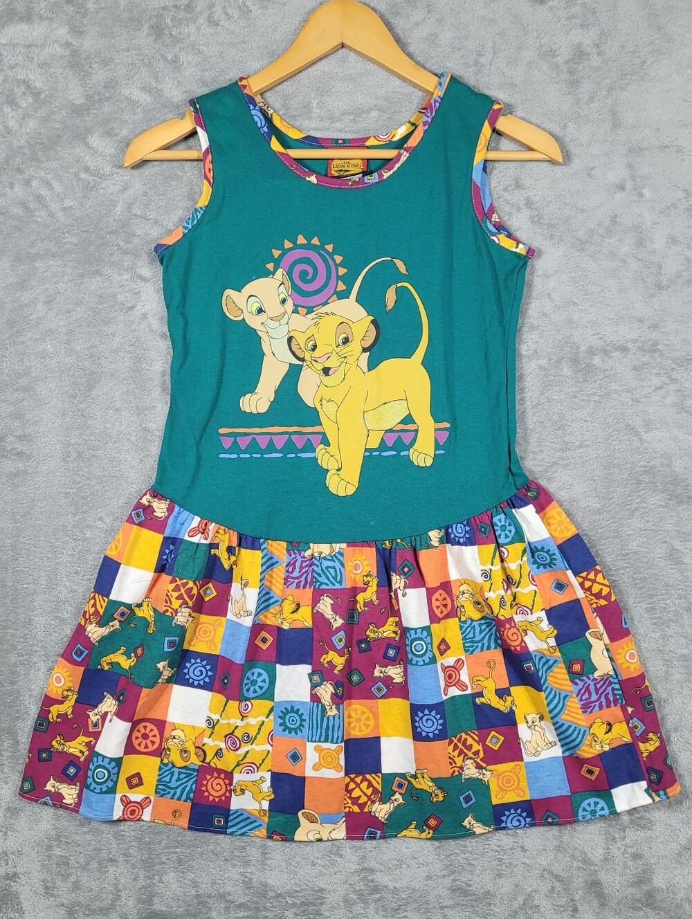 Vintage Lion King Dress Girls Size Large 10-12 Simba Nala USA Made 90's Disney